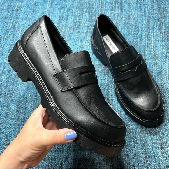 Steve Madden Shoes - Steve Madden Lotto Vegan Leather Penny Loafers in Black